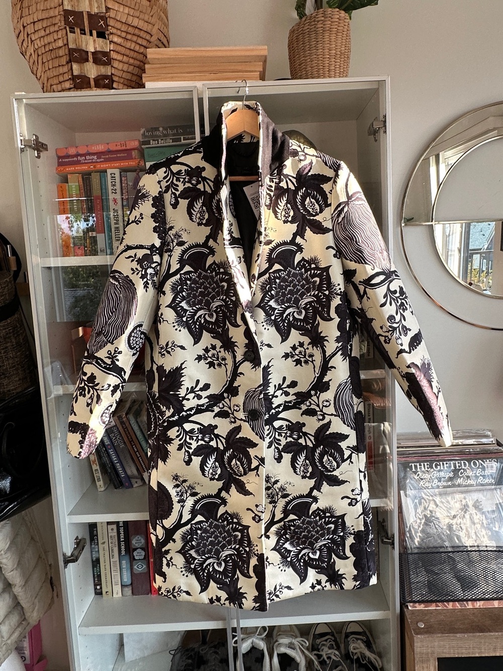 J.Crew Collection Silk Noir Floral Bonded Coat Jacket Size 2